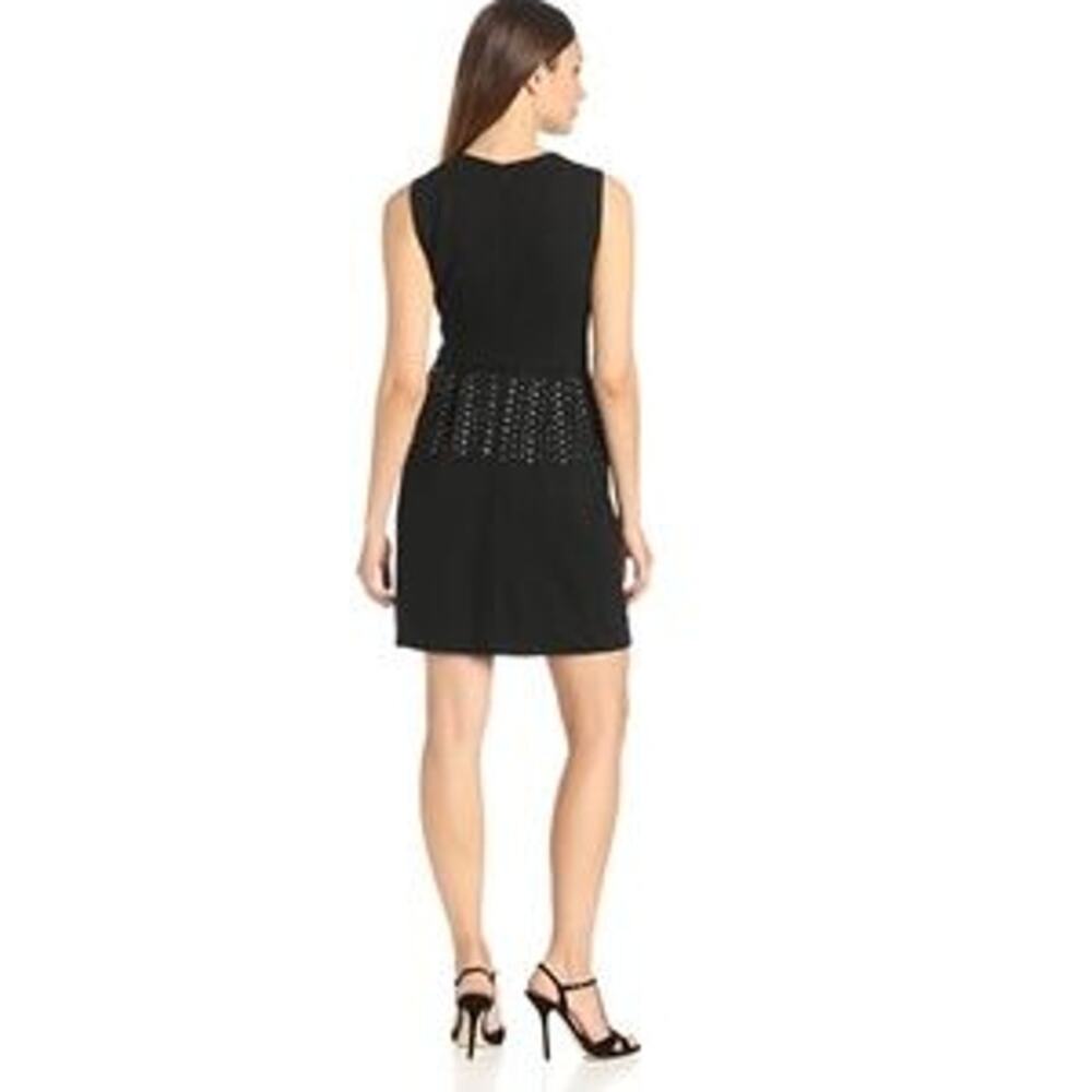 Nanette Lepore - Black Sleeveless Studded Mini Shift Dress - Women's Size 8 - Picture 5 of 10